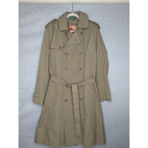 VTG Hill & Archer Mens‎ Trench Coat Sz 40L Beige Removable Liner Double Breasted